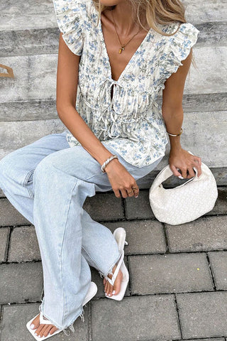 Tie-Front Ruffle Tank Top