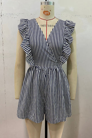 Striped Ruffled Romper