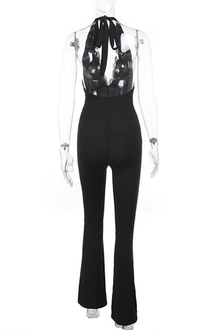 Halter-Neck Lace Bust Jumpsuit