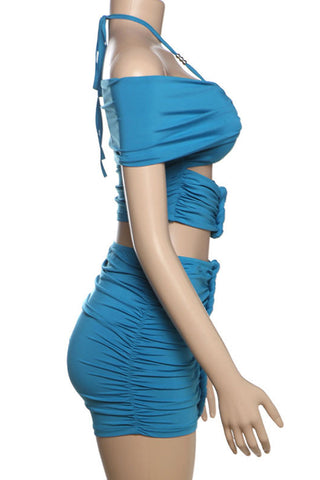 Strappy Ruched Skirt Set