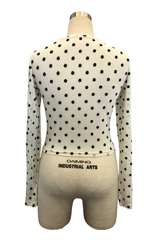 Long Sleeve Sheer Polka Dot Top