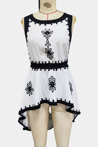 Patterned High-Low Tank Top