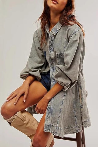 Classic Button-Front Denim Dress