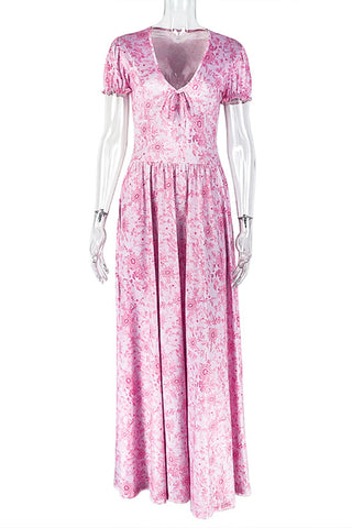 Floral Maxi Dress with Tie-Front Detail