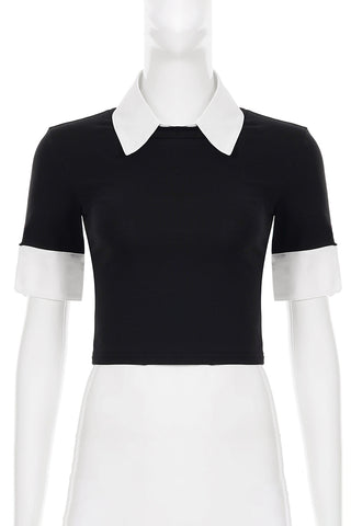 Contrast Collar Short Sleeve T-Shirt
