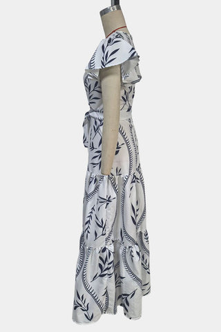 V-Neck Floral Casual Maxi Dress