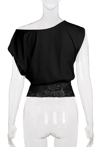 Asymmetric Lace Trim Tank Top