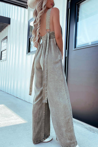 Sleeveless V-Neck Wide-Leg Jumpsuit