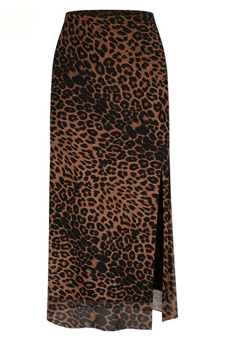 High-Waist Side-Slit Midi Skirt
