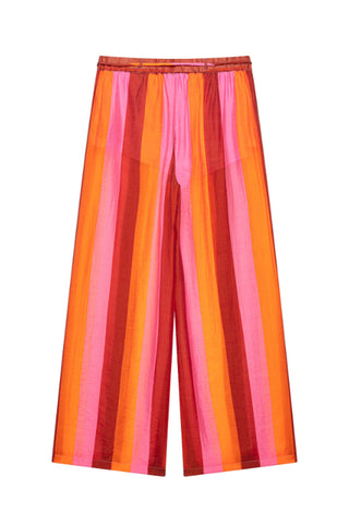 Drawstring Striped Wide-Leg Pants