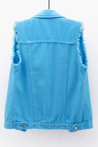 Sleeveless Collared Button-Front Vest