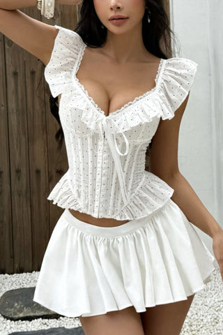 Polka-Dot Off-Shoulder Ruffle Cami Top
