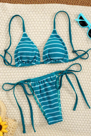Striped Bikini Set with Tie Details