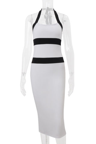 Sleeveless Striped Casual Midi Dress