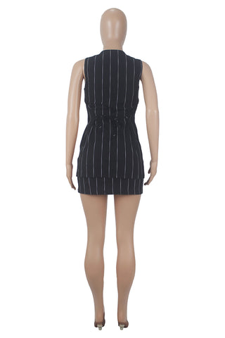 Pinstripe Button-Front Short Set