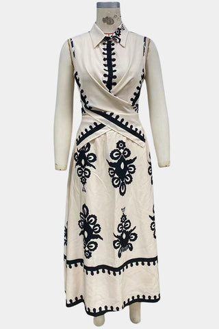 Patterned Sleeveless Midi Dress