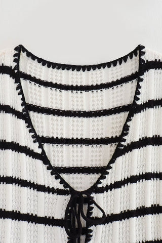 Striped Lace-Up Tank and Pants Set