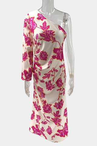 One-Shoulder Floral Maxi Dress