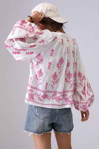Floral Pattern Peasant Blouse