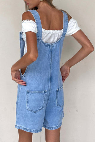 Button-Front Denim Romper