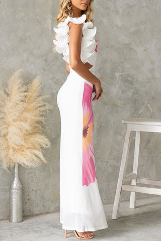 Floral Print One-Shoulder Maxi Dress