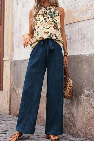 Printed Sleeveless Top & Pants Set