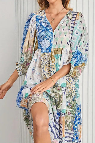 Flowy Patchwork Vacation Dress