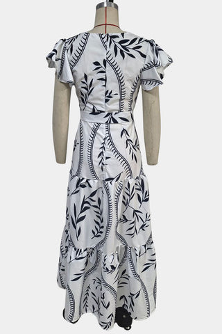 V-Neck Floral Casual Maxi Dress