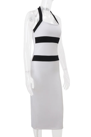 Sleeveless Striped Casual Midi Dress