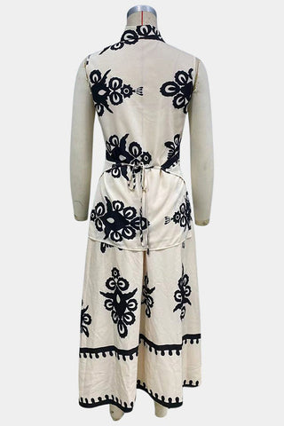 Patterned Sleeveless Midi Dress