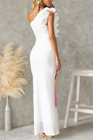 Floral Print One-Shoulder Maxi Dress