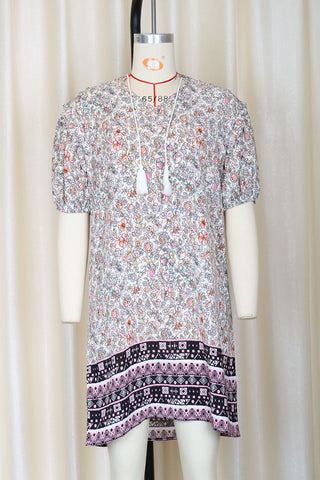 Floral Print Casual Dress with Tassels