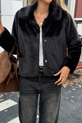 Chic Snap-Front Faux Fur Coat