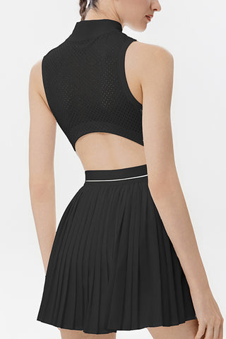 Pleated Skirt Set with Cropped Top