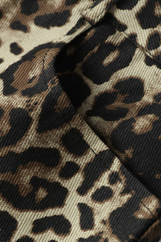 High-Waist Leopard Print Casual Shorts