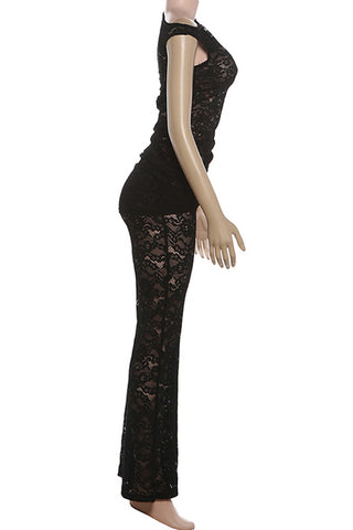 Asymmetric Lace Pants Set