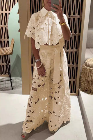 Floral Lace Pants Set