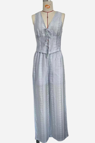 Lace-Up Sleeveless Wide-Leg Set