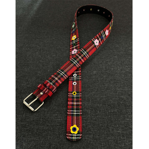 Floral Stud Plaid Belt