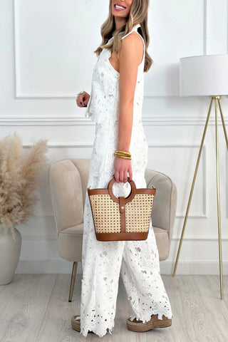 Floral Lace Wide-Leg Pants Set