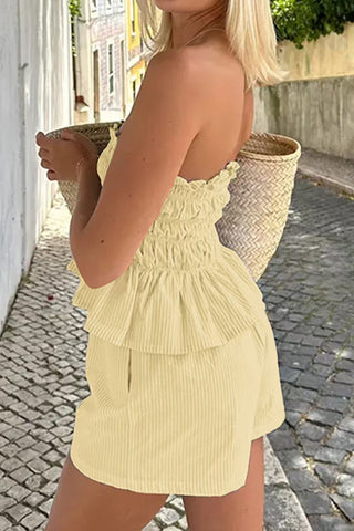 Strapless Shirred Short Set