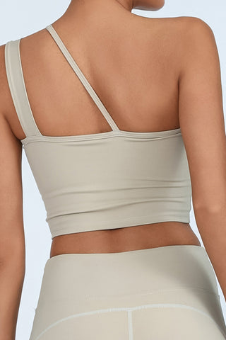 One-Shoulder Buckle Detail Crop Top