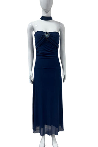 Elegant Halter Evening Dress with Embellishment