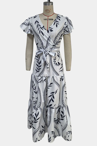 V-Neck Floral Casual Maxi Dress