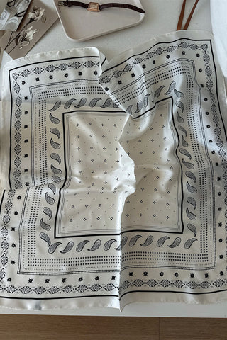 Paisley Print Satin Square Scarf