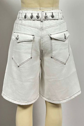 Contrast Stitch Denim Shorts