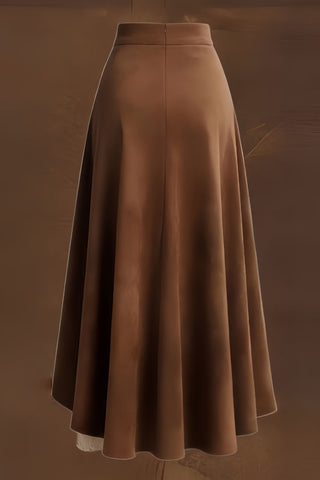 Asymmetrical Ruffle Hem Midi Skirt