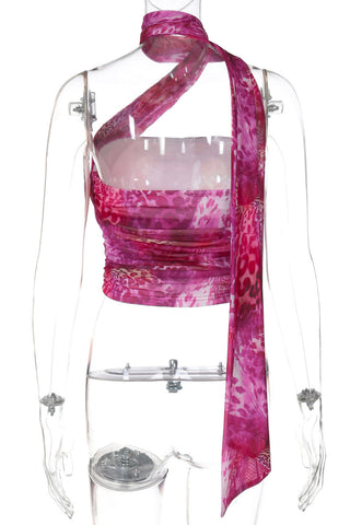 Asymmetric Tie Halter Cami Top