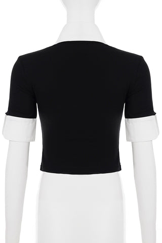 Contrast Collar Short Sleeve T-Shirt