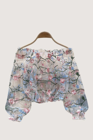 Floral Detail Mesh Blouse